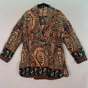 Cecile Wang NWT‎ women’s open front quilted jacket viscose Floral print one size